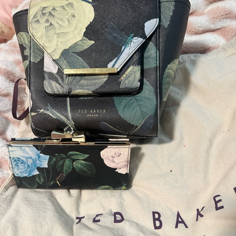 Ted Baker Black Tote with Floral Design